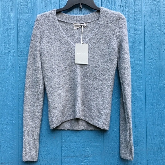 NWT Everlane The Teddy Gray V-Neck Sweater XXS - Picture 3 of 8